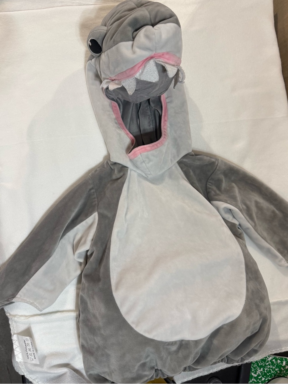 Koala Kids Gray and Pink Shark Costume Hoodie Onesie